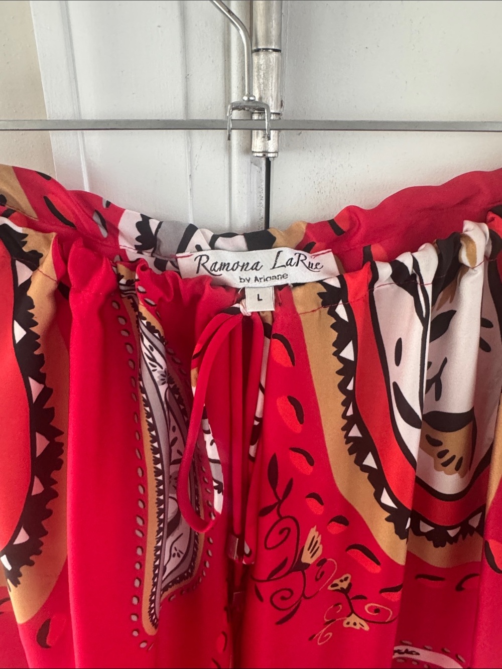 Ramona LaRue Red Paisley 100% silk pants.